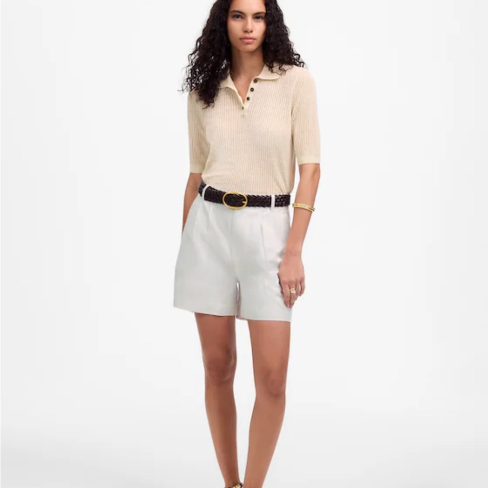 Madewell White Women's Shorts with Button Detail